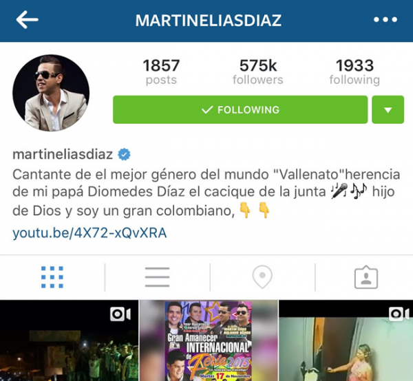 martin elías cuenta verificada en Instagram