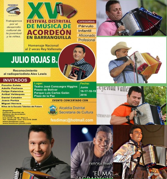 Festival Distrital de Música de Acordeón 2016 homenaje a Julio Rojas